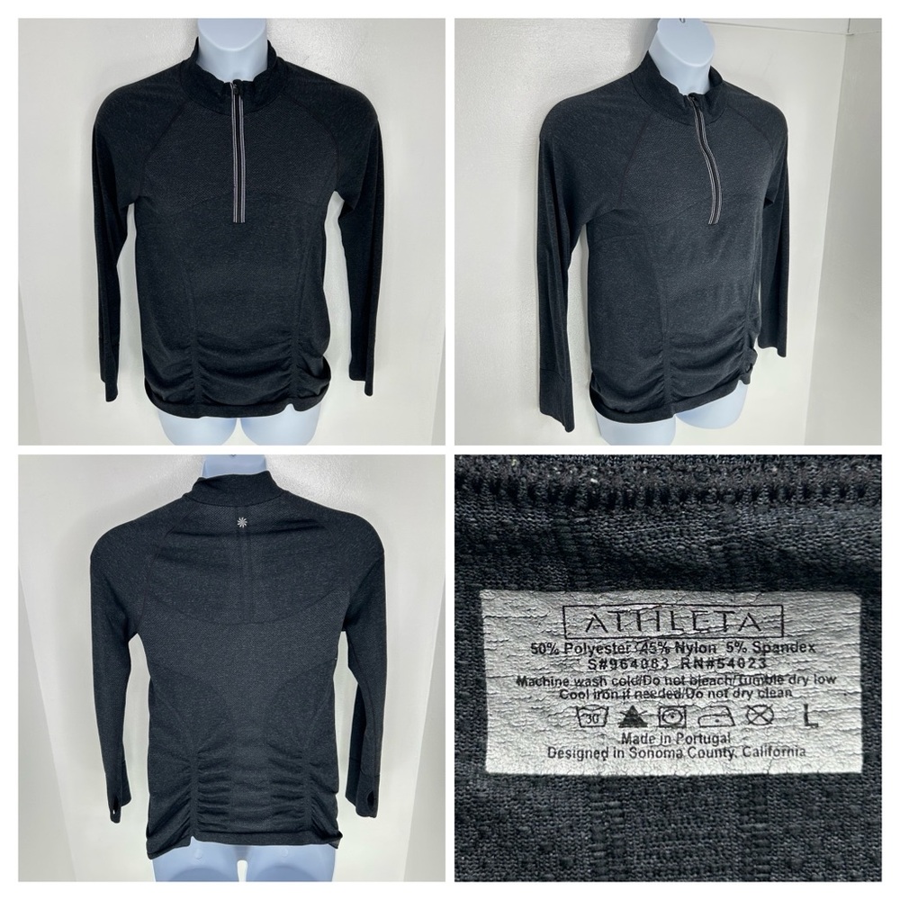Athleta Fast Track 1/4 Zip Pullover Shirt Size Large Gray Athletic Running Top